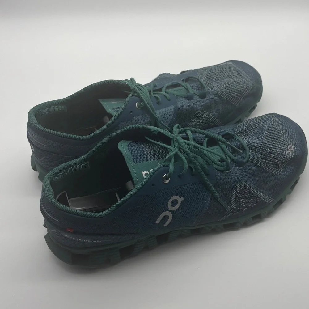 On Running Cloud X Mens 14 Teal Green Mesh Athletic Training Shoes Low Top